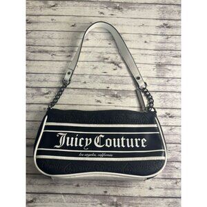 Juicy Couture Black Liquorice Shoulder Bag Purse Black chain with White accents